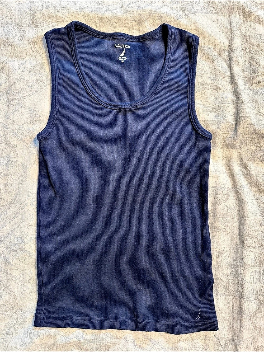 Nautica Ribbed Cotton Tank Top Blue Medium